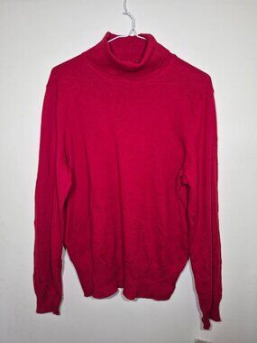 Nygård Collection Red Turtleneck Sweater Cotton Blend Petites L Soft & Light